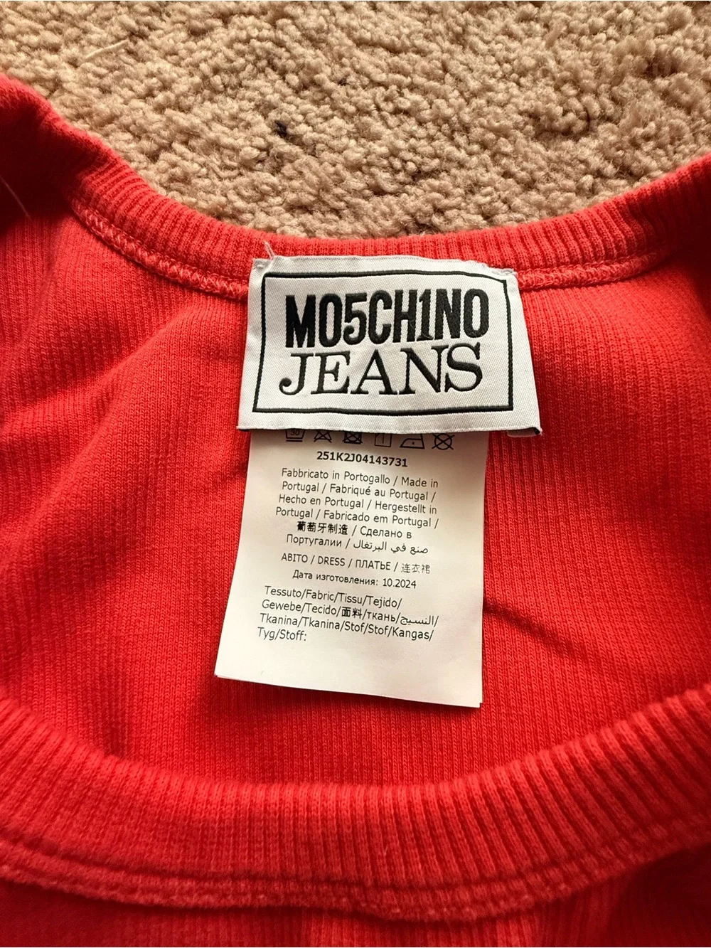 Moschino Orange/Coral Ribbed Tank Mini Dress - Picture 4 of 5